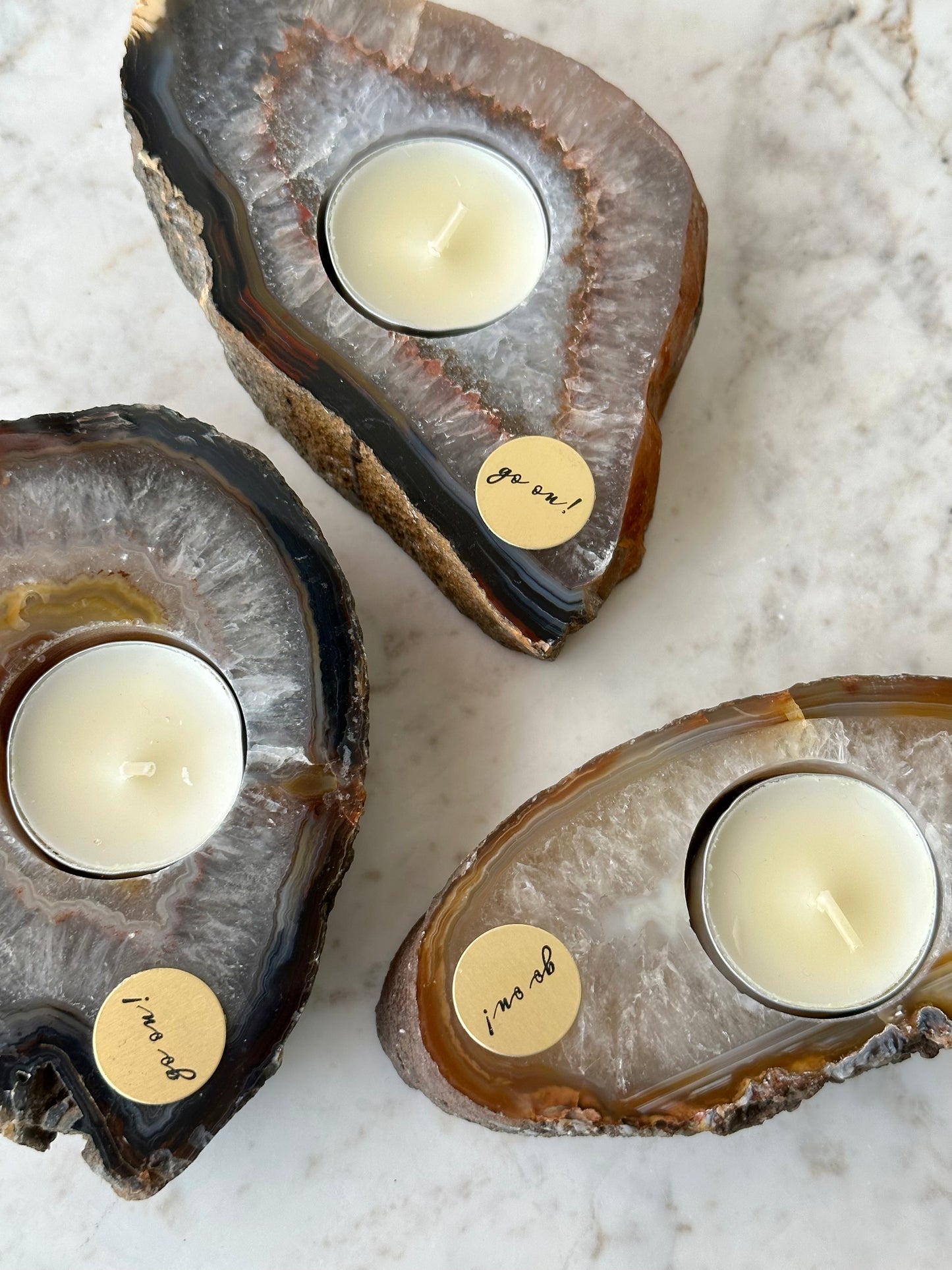 Agate candle holder
