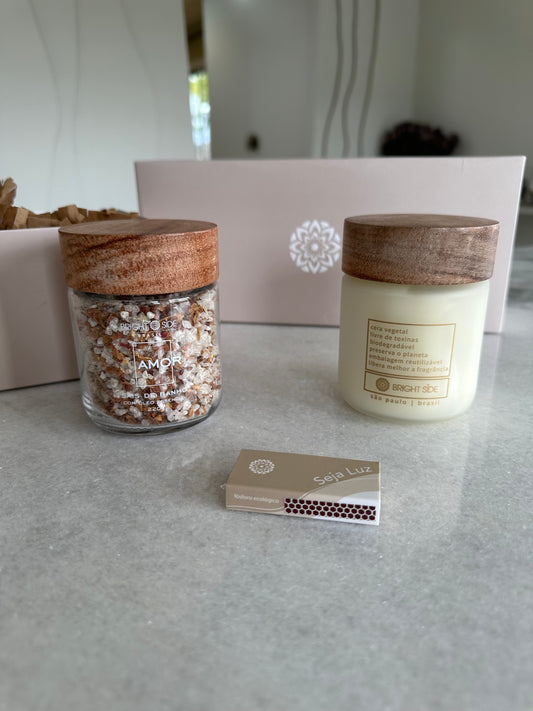 Sais de banho com vela aromática