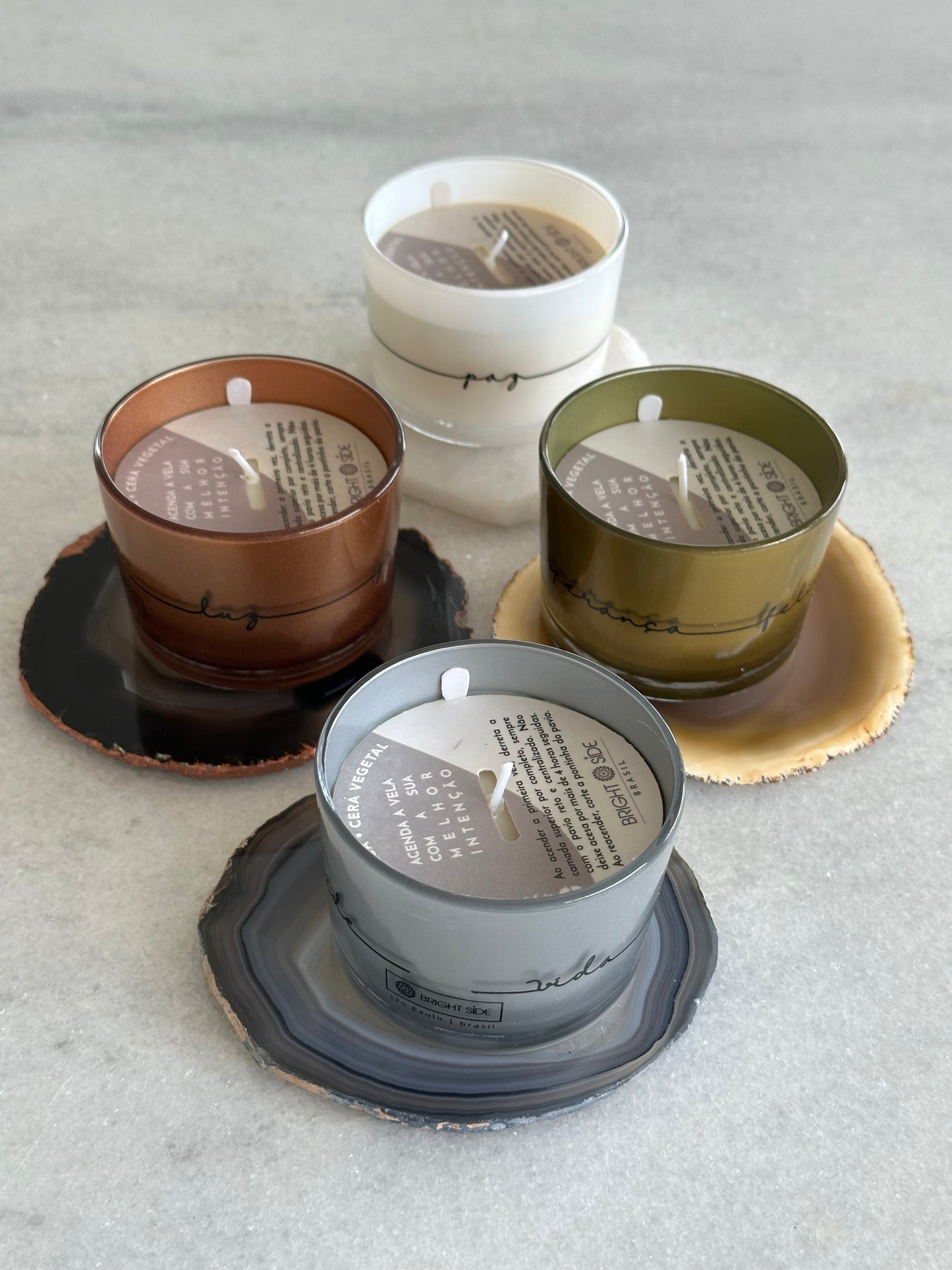 Vela Aromática Desejos com Base em Pedra Natural