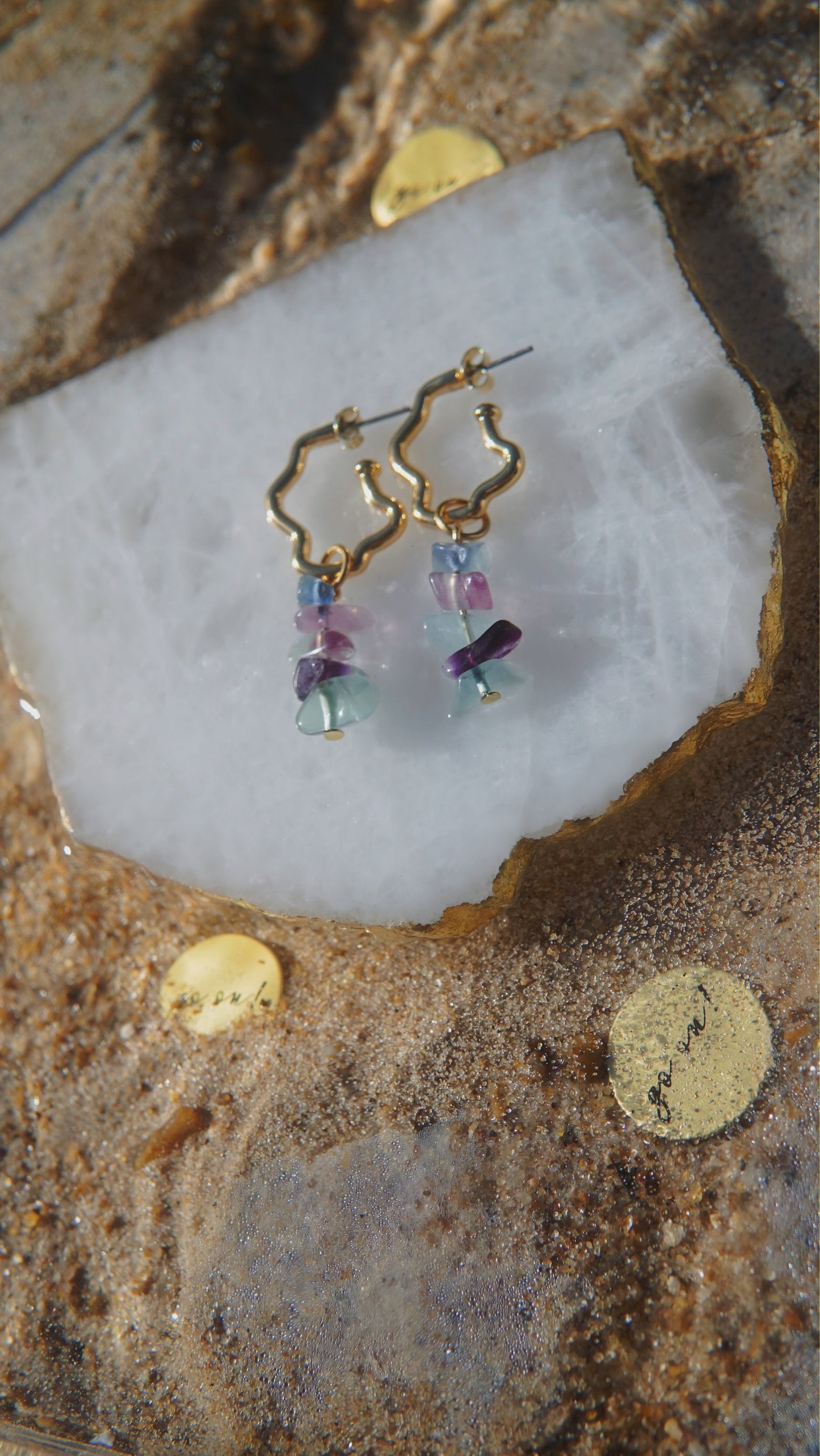 Fluorite pendant earring