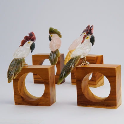 Birds square napkin rings - set of 6 pieces