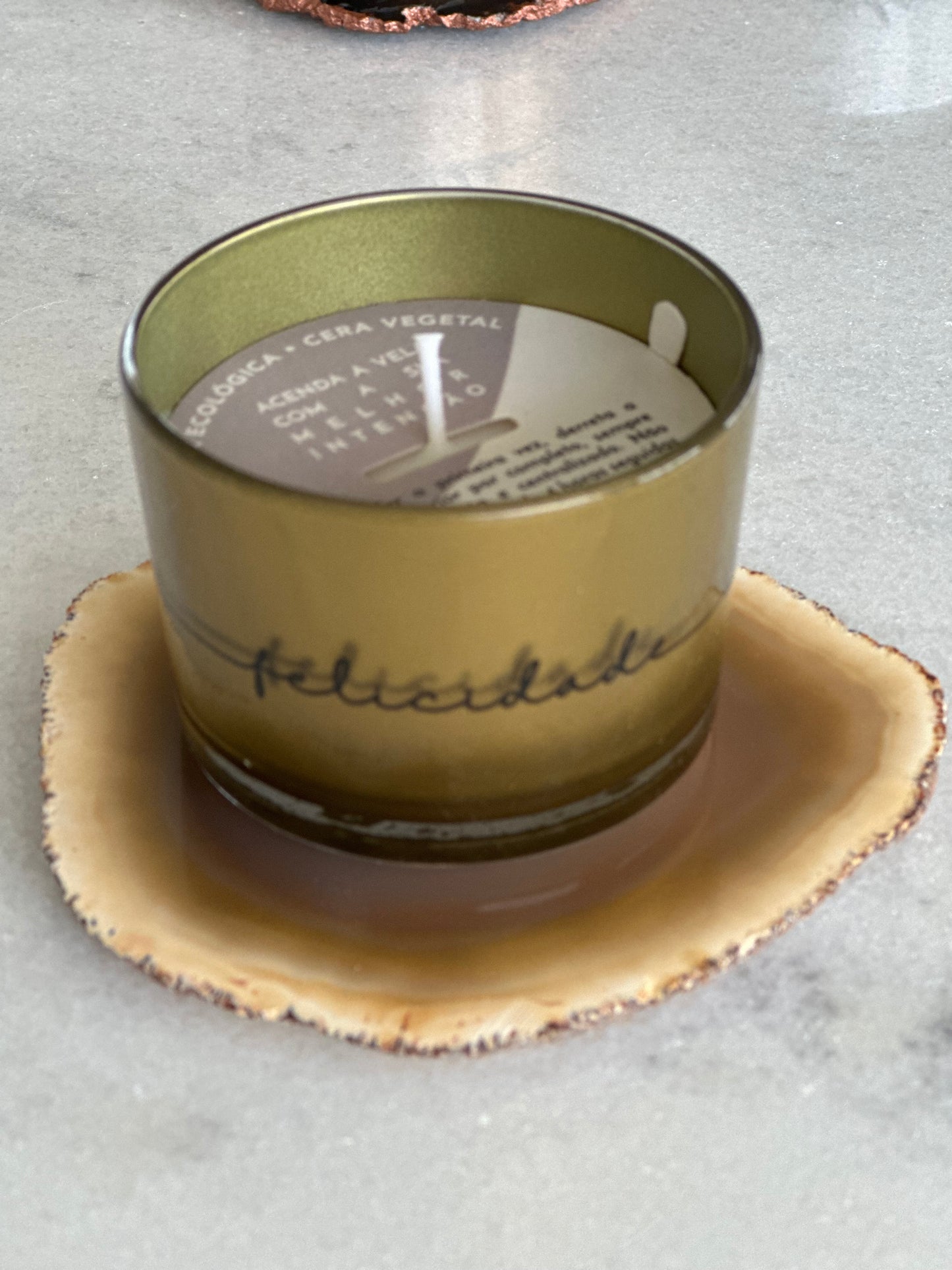 Vela Aromática Desejos com Base em Pedra Natural