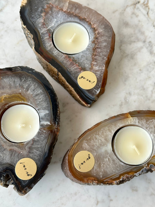 Agate candle holder