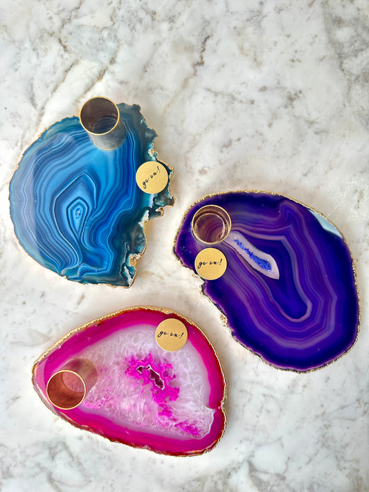 Agate candle holder