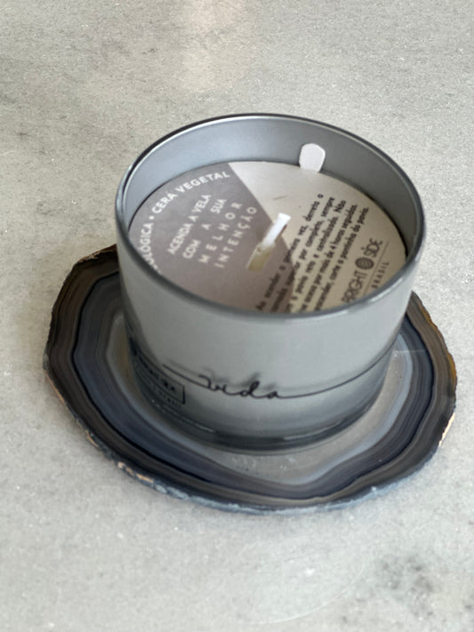 Vela Aromática Desejos com Base em Pedra Natural