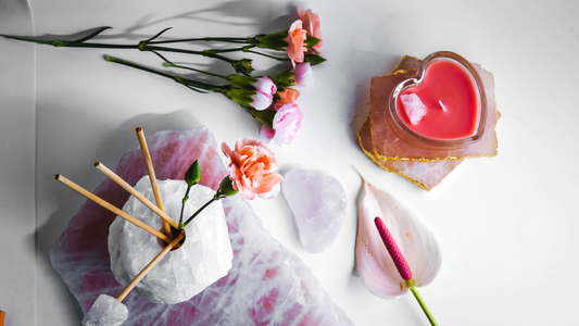 Vela corazón de cuarzo rosa
